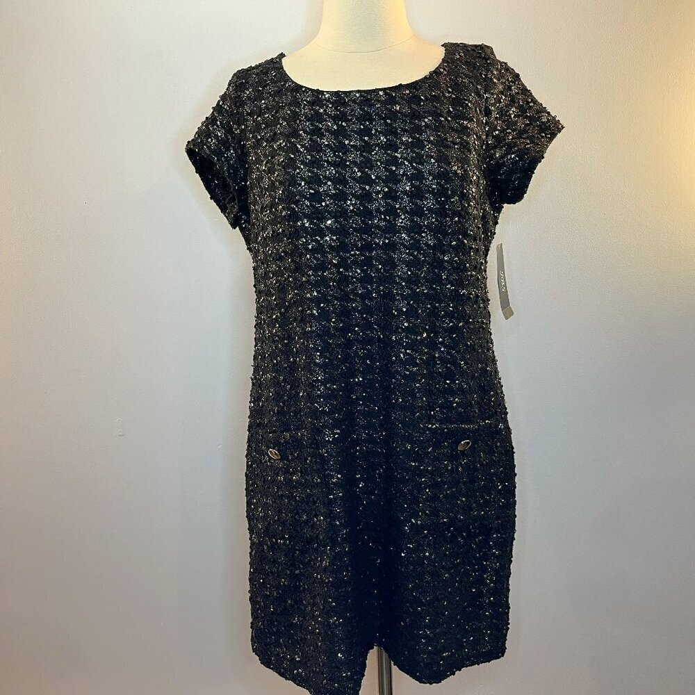 J.B.S. Women's Black/Silver Popcorn Knit Dress - Size 10 - NWT $90